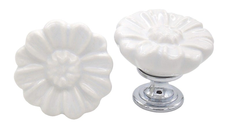 Tecrio 6PCS Vintage Floral Daisy Ceramic Dresser Drawer Knobs Elegant Cabinet Cupboard Door Hardware Pull Handles w/Screws White - Image 5